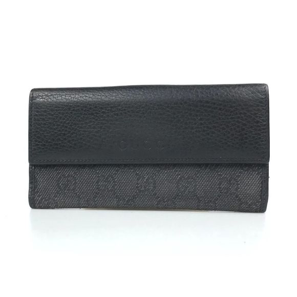 GUCCI WALLET BI FOLD 143389 0959 GG CANVAS Black Leather Authentic - Picture 2 of 11